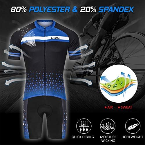 Jersey de ciclismo de Lixada Men Conjunto de camisa de bicicleta MTB de seco rápido respirável com shorts acolchoados de almofada 3D