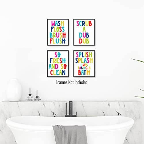 Brooke & Vine Kids Banheiro Decoração de parede Impressões de arte engraçadas citações coloridas crianças, criança, menina, menino, sala de aula, banheiro, banheiro, lavabo