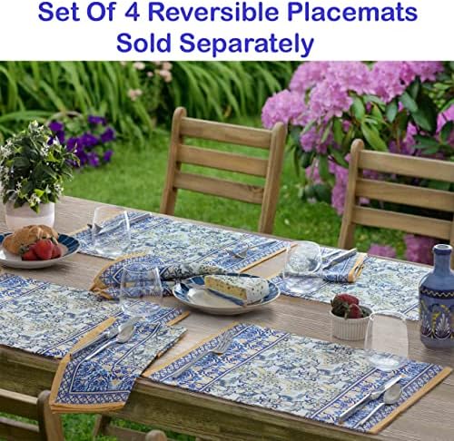 Bargains Home Plus Provence Allure Arabesque Amarelo e azul Floral Country Frente French Tableloth Collection, conjunto de