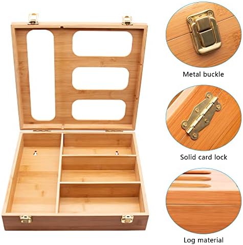 Caixa de armazenamento de cozinha de bambu hycxnlfd, organizador de gavetas de armários, caixa de armazenamento de gavetas de bambu