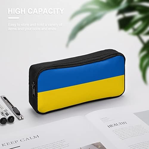 Bandeira da Ucrânia Lápis Caso Big Capacity Armazenamento Bolsa Marcador de Pen Pen lápis Saco para Escola adolescente adolescente