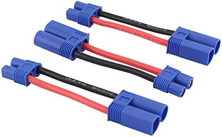 BDHI 3PCS Male EC5 para fêmea Adaptador de conector EC3 Cabo 14AWG 2in para bateria de lipo