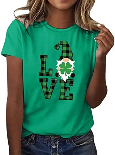 Kcjgikpok feminino verde shamrocks St. Patricks Day T-shirt Clovers Tee gráfico Casual Manga curta