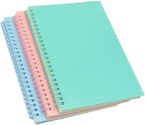 Caderno em espiral de Yansanido, 3 PCs A5 Cosca de plástico de espessura 8mm governou 3 cores 80 folhas -160 Páginas periódicas para