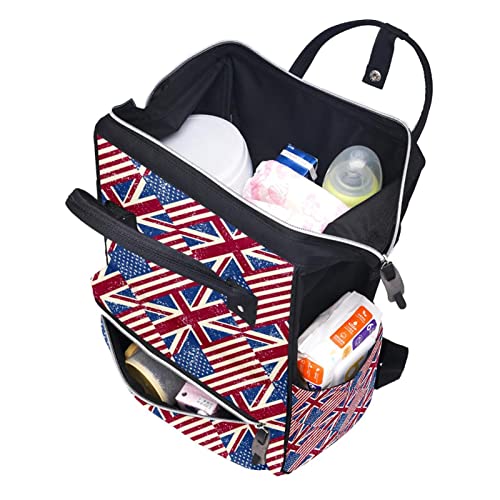 Bandeira da bandeira americana de bandeira americana Bolsa de fraldas de fraldas Backpack Mummy Backpack de grande capacidade Bolsa de enfermagem Bolsa de viagem para cuidados com o bebê