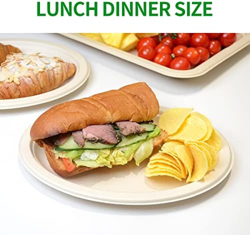 Placas de papel oval de 10 polegadas de Bloomoon 100 polegadas, de pratos de papel oval para serviço pesado para sanduíche, burrito, salada, asas