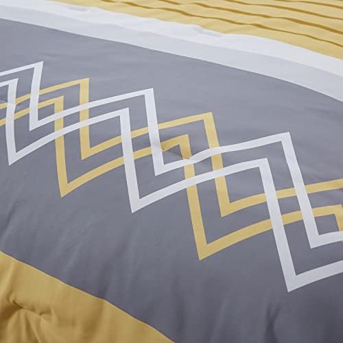 Conjuntos de edredom em tamanho grande enuullao, conjuntos de roupas de cama 6 peças, cama em uma bolsa cinza e amarelo quadro