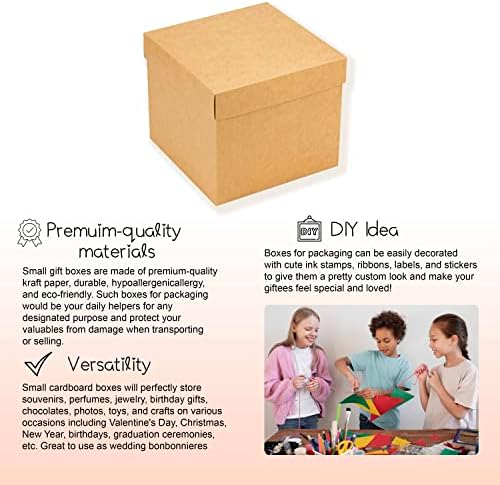 Caixas de papel Wonderpack para embalagem - caixas de tratamento de papelão kraft - caixa de presente de artesanato 5.9х5.9x5.1