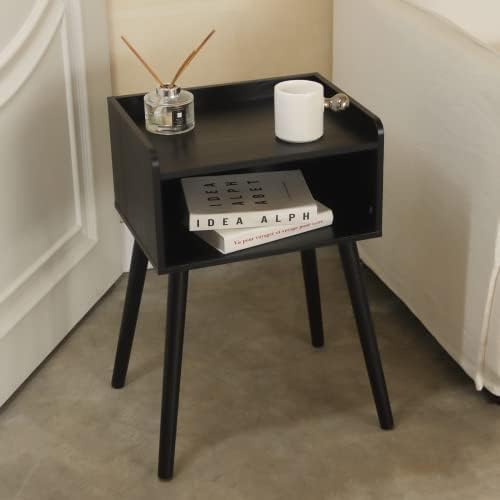 Maxsmeo NightStand, meados do século Modern Side Table Quarto com armazenamento, mesa de cabeceira pequena com pernas de madeira