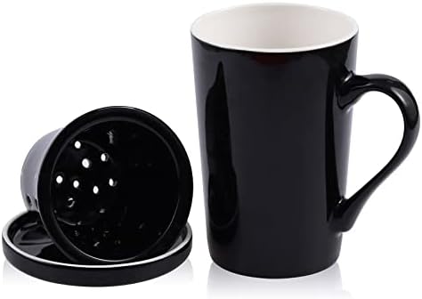 Copos de chá Diikoo com infusor e tampa, 19 onças de caneca de café de cerâmica grande, copo de chá com porta -chá para chá solto, caneca de porcelana