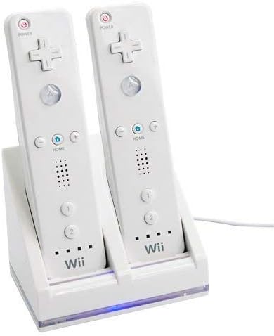 Estação de doca de carregador ostensiva + 2 baterias para Nintendo Wii Controlador Remoto Cor Branco