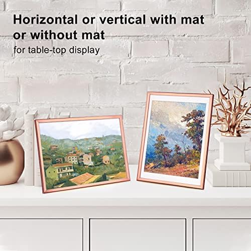 Kinlink 12x16 quadros de quadros de ouro rosa, molduras de fotos com plexiglass para figura 11x14 com tapete ou 12x16 sem tape