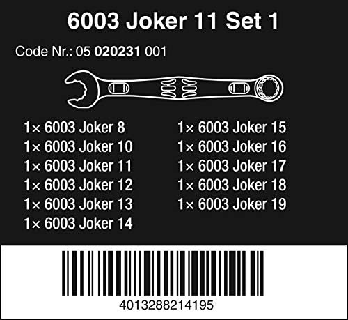Wera 05020231001 6003 Joker 11 Conjunto 1 Conjunto de chaves combinadas, 11 peças e 05020241001 6003 Joker 8 Conjunto