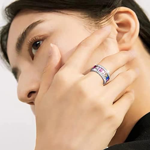 Promise anéis para mulheres multi colorido de zircão de casamento anel de noivado anel de noivado feminino acessórios de jóias de