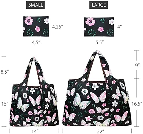 Allydrew grande e pequeno Tote dobrável Nylon Reutilable Sacos de supermercado, conjunto de 10