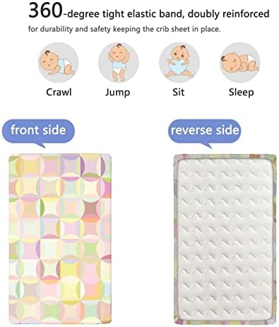 Pastel com tema de mini folhas de berço, lençóis portáteis de mini berço de berço para crianças lençóis de colchão-bebê para menina ou menino, 24 x38, multicolor