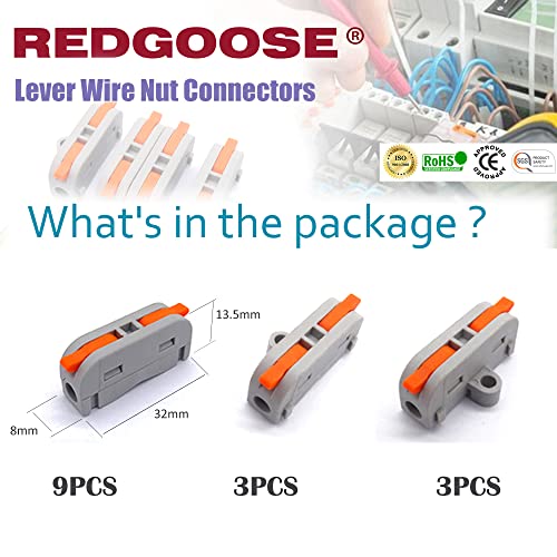 Redgoose 15pcs Capa conectores de porca de fio 28-12 AWG Kit de sortimento de bloco de emailas compactas rápido compacto