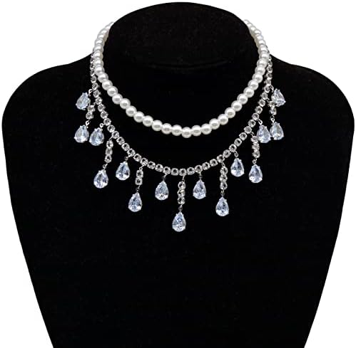 Colar de gargantilha kiszu shinestone colar de diamante prata colares pendentes de pingente