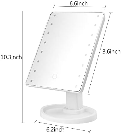 Controle de toque sdlumeiy com 16 espelho de maquiagem de iluminação LED, espelho rotacionado, espelho de maquiagem com luz （10.3lx6.6w） branca