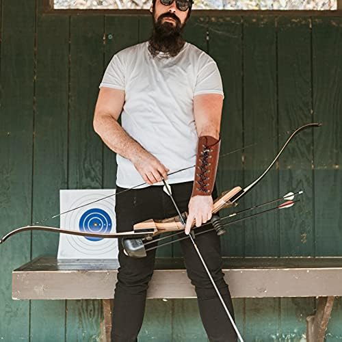 Besportble 7 PCs Moda de engrenagem para equipamentos Delicate Guard Bracer Braçadela Handmade Hunting Strap Safe Brown