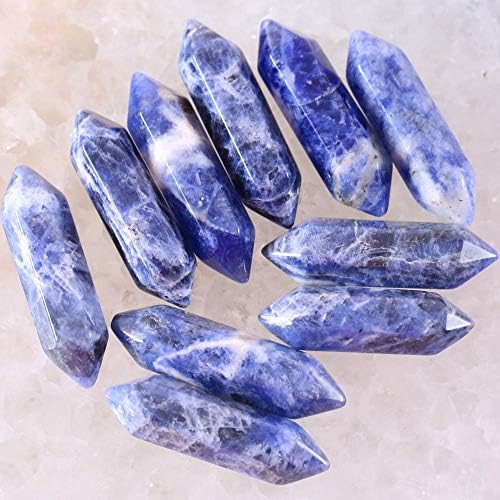 Yenoshi 8x32mm Stones naturais Blue Sodalite Hexagonal Healing Reiki Chakra No Hole de perfuração FIT PENDENTE 5PCS K379 -
