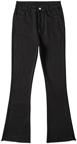 Pijama de tamanho grande para mulheres 3x Casual Flare Zipper Fly Troushers Pocket Jeans Calça da cintura Trabalho