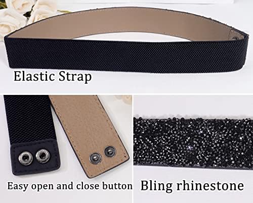 Cinturão de strass elástico para mulheres, cinto elástico de cristal, cinto de cintura de brilho brilho