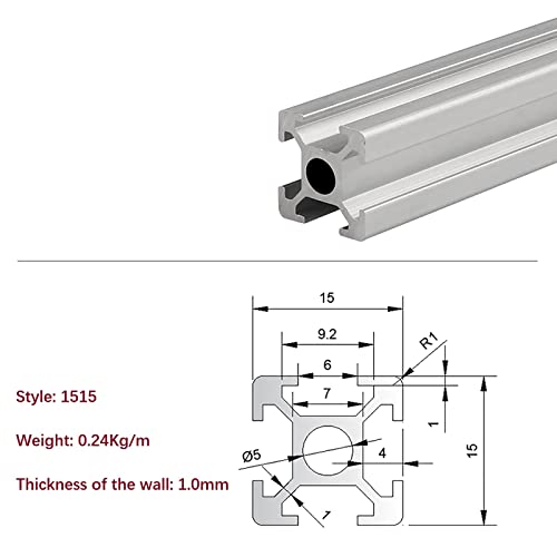 Mssoomm 10 pacote 1515 Comprimento do perfil de extrusão de alumínio 55,12 polegadas / 1400 mm Silver, 15 x 15mm 15 Série T