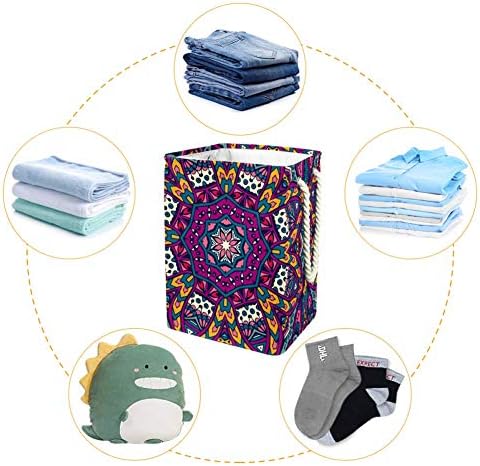 Djrow Restre estreito Mandala colorida Capacidade de grande capacidade Tornar com lixo de armazenamento para cobertores