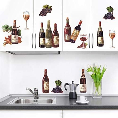 Decalmile Farmhouse Style Decalques de parede de cozinha Uva adesivos de parede de frutas Sala de jantar Decoração de parede de