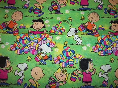 Peanuts Snoopy Easter Fabric Charlie Brown e Friends Easter Eggs Fabric por gordura O quarto novo BTFQ