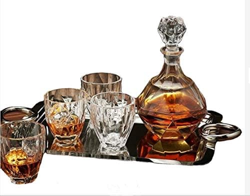 Sister.ly Drinkware Requintado Diamond Design Whisky Decanter Conjunto, perfeito para armazenar bourbon, conhaque, escocês, tequila, vodka, rum ou bebida não alcoólica