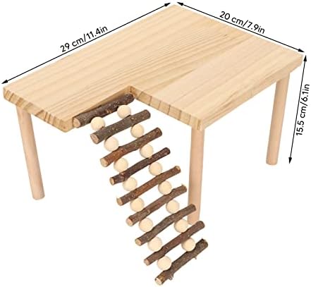 Plataforma de gaiola de hamster com pernas, hamster de madeira natural plataforma de atividades com escada para hamster gerbil