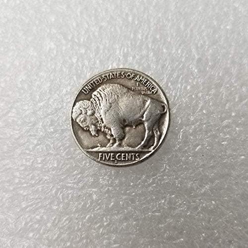 Artesanato antigo Wanderer Silver Plated Coin Buffalo Dollar Silver Silver Round Silver Coin #469