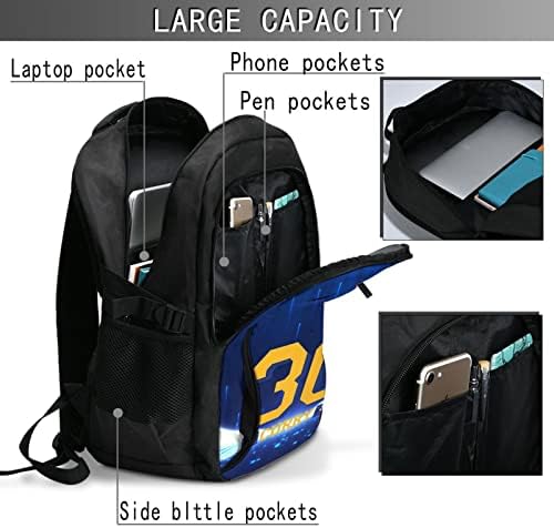 Elehuv Basketball Curry 16in Laptop Backpack Work Travel College Anti -roubo Bolsa de computador, Daypack de viagem durável com porto