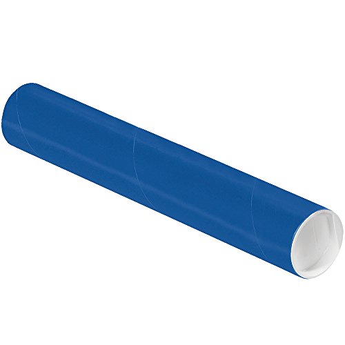 Tubos de discussão Aviditi Blue com tampas, 2 polegadas x 12 polegadas, pacote de 50, para remessa, armazenamento, correspondência e proteção documentos, plantas e pôsteres