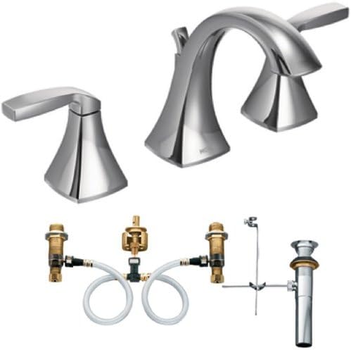 MOEN T6905-9000 Voss Voss Torneira de banheiro de arco de dois altas altas com válvula, Chrome