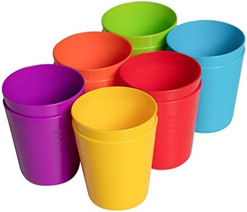 Klickpick Home - Conjunto de 12 copos de plástico infantis - 8 oz crianças bebendo copos de copos reutilizáveis ​​- lava -louças