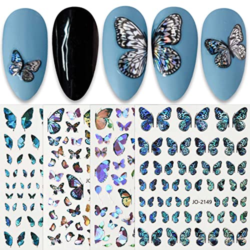 Jmeowio 12 folhas Spring Butterfly Nail art