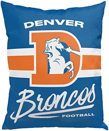 Northwest NFL Denver Broncos Pillow decorativo nostálgicos orgulhosos, cores da equipe, 15 x 12