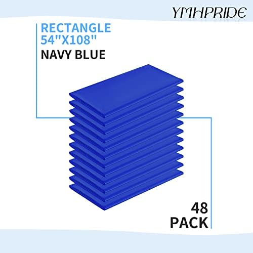 48 pacote de mesa de retângulo azul escuro requintado, 54x108 polegadas de mesa de mesa de plástico azul escuro, pano de mesa de