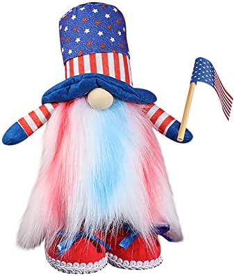 Apodty Gnome Julys 4ª bandeja de bandeja Gnome Decoração Americana Gnome de Ornamento de Desktop Patriótico