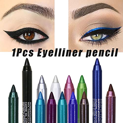 Lápis de delineadores coloridos de 1pc de 1pc, 14 coloras de delineador à prova d'água colorida Eyeliner Eyeshadow Metalic Matte
