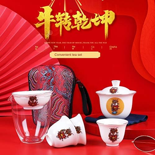 Portátil uma panela e três xícaras de vidro cerâmica rápida xícara de chá de viagem de chá conjunto de chá de kung fu