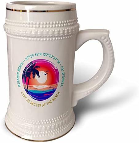 3drose Miramar Beach, Califórnia. A vida é melhor no presente da praia - 22 onças de caneca