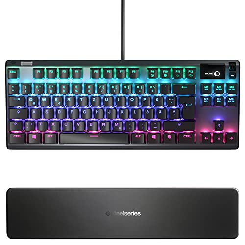 SteelSeries APEX PRO TKL Teclado de jogos mecânicos, interruptores de atuação ajustáveis, tela inteligente OLED, layout qwertz alemão