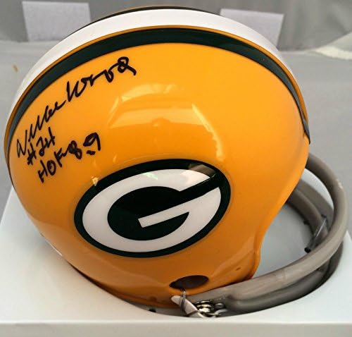 Willie Wood assinado Green Bay Packers 2 Bar Mini Capacete JSA - Mini capacetes autografados da NFL