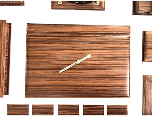 MHYFC Office Desk Pad Wood Look Holder Document Organizer, Coasters, Ballpoin & Fountain Pen