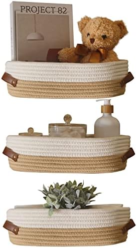 Lukloy cestas flutuantes de parede decorativa pendurada no banheiro para organizar a parte traseira da cesta de cesta de cesta de vaso sanitário com suporte de parede