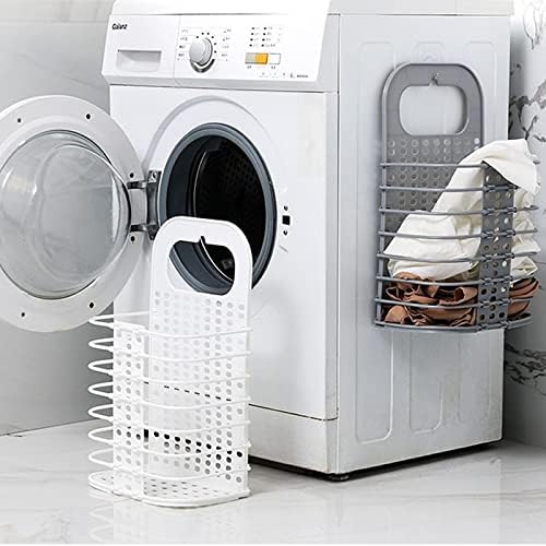 LuckyMety Washing Machine pendurada cesta de roupas sujas para ser lavada com roupa de armazenamento de roupas de banheiro rack de armazenamento rack dobrável roupas sujas armazenamento cinza cinza